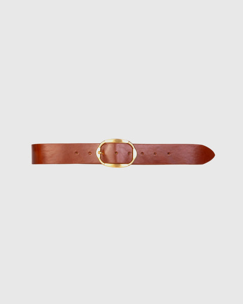 Black Suede Studio Dune Belt - Cappuccino Leather / Gold