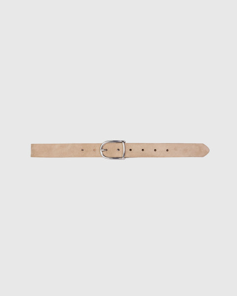 Black Suede Studio Frame Belt - Sand Suede / Silver