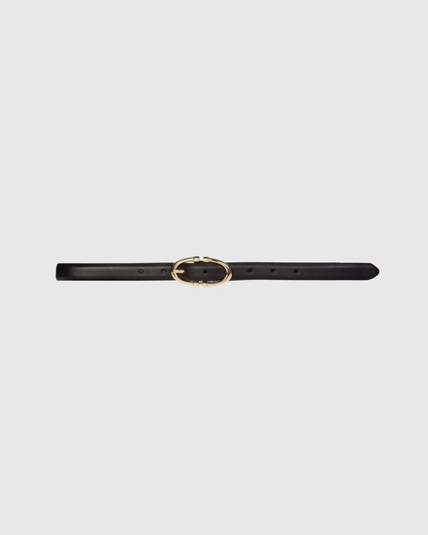 Black Suede Studio Halo Belt - Black Leather / Gold