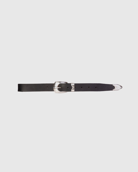 Black Suede Studio Neve Belt - Black / Silver