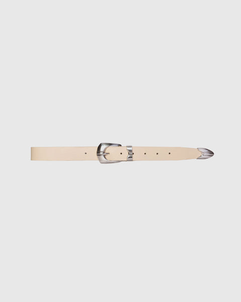 Black Suede Studio Neve Belt - Cream Leather / Silver