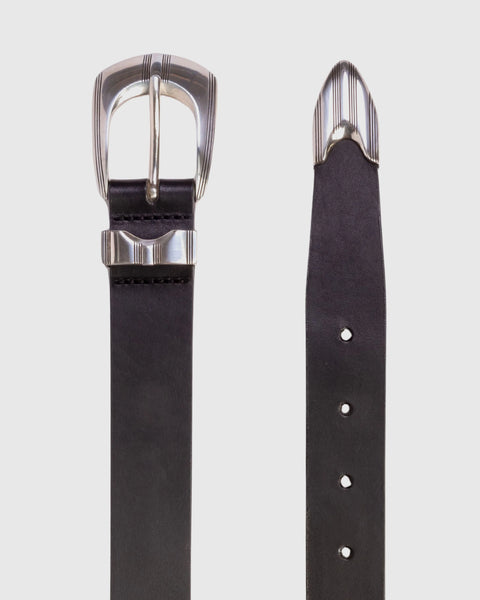 Black Suede Studio Neve Belt - Black / Silver