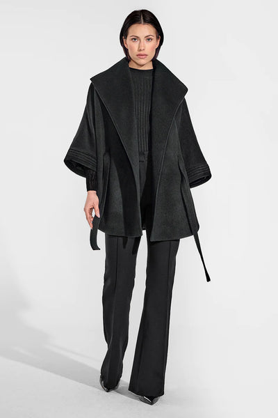 SENTALER CAPE WITH SHAWL COLLAR AND BELT