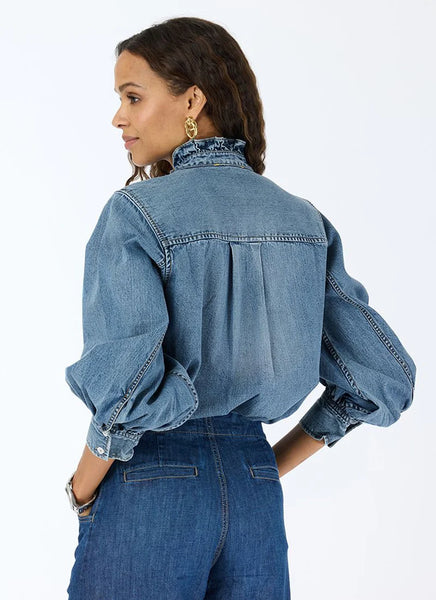 Kerri Rosenthal Puff Sleeve Denim Shirt