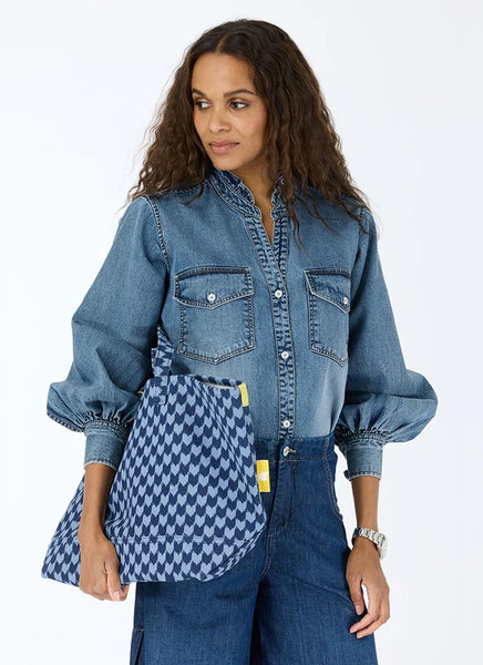 Kerri Rosenthal Puff Sleeve Denim Shirt