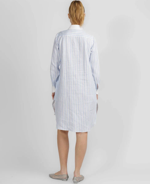 Whitney Linen Stripe Popover Shirt Dress