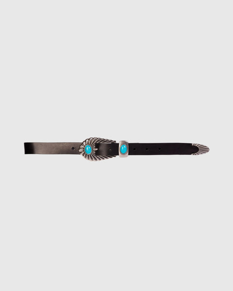 Black Suede Studio Spur Belt - Black/ Silver