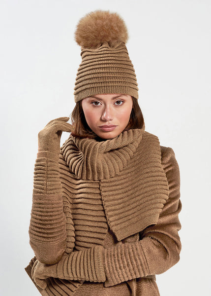 SENTALER DARK CAMEL ADULT RIBBED GLOVES