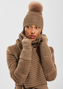 SENTALER DARK CAMEL ADULT RIBBED GLOVES