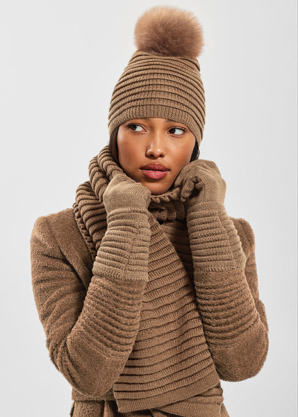SENTALER DARK CAMEL ADULT RIBBED GLOVES