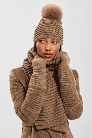SENTALER DARK CAMEL ADULT RIBBED GLOVES