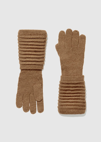 SENTALER DARK CAMEL ADULT RIBBED GLOVES