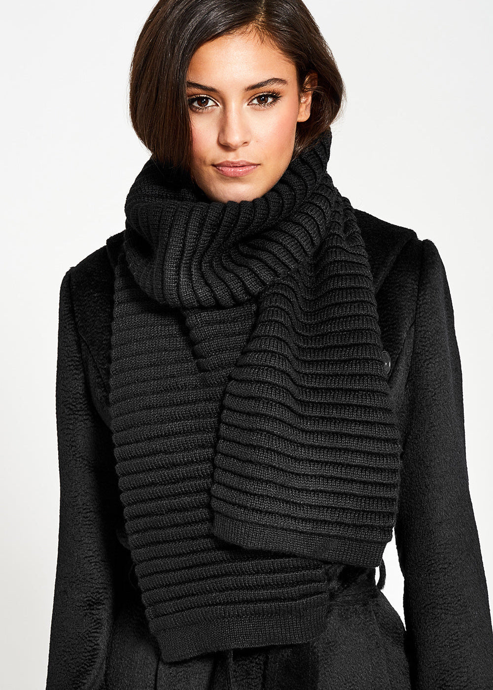 SENTALER BLACK ADULT RIBBED SCARF