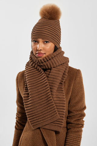 SENTALER CARAMEL ADULT RIBBED SCARF