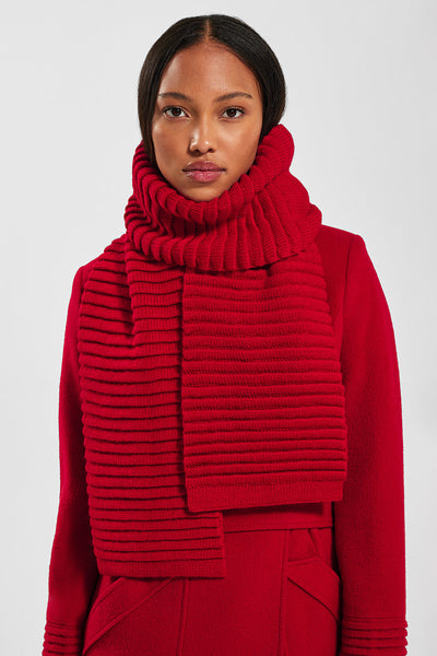 RED ADULT RIBBED SCARF