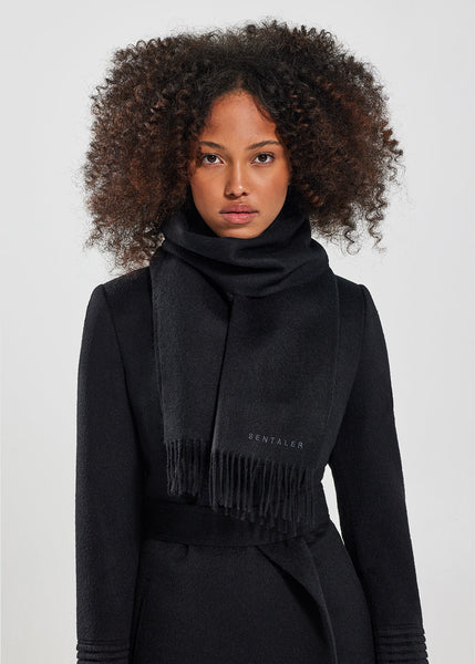 SENTALER BLACK BABY ALPACA CLASSIC SCARF