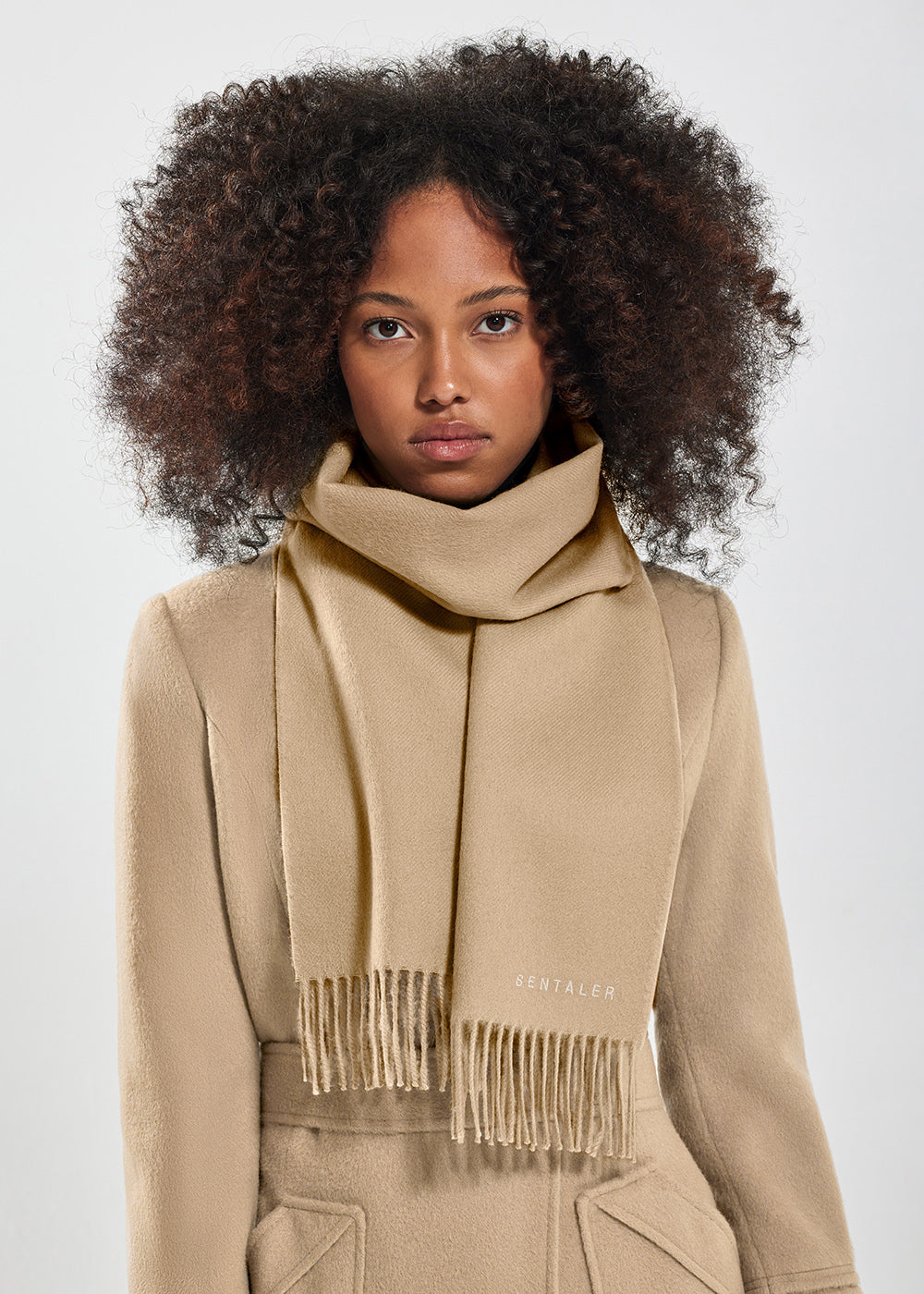 SENTALER CAMEL BABY ALPACA CLASSIC SCARF