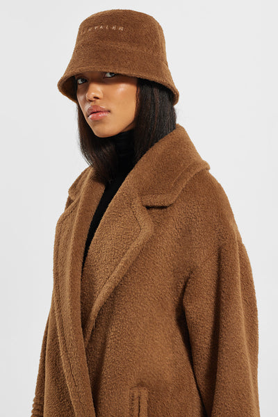 SENTALER CARAMEL CAFÉ BOUCLÉ ALPACA BUCKET HAT